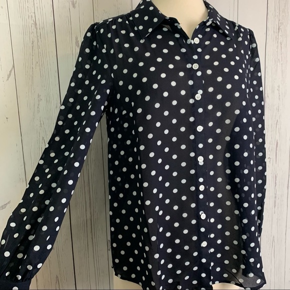 ModCloth | black white polka dot button down blouse - Picture 1 of 12